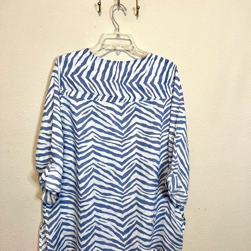 Blue and White Zebra Print Women's Top - Picture 5 of 6